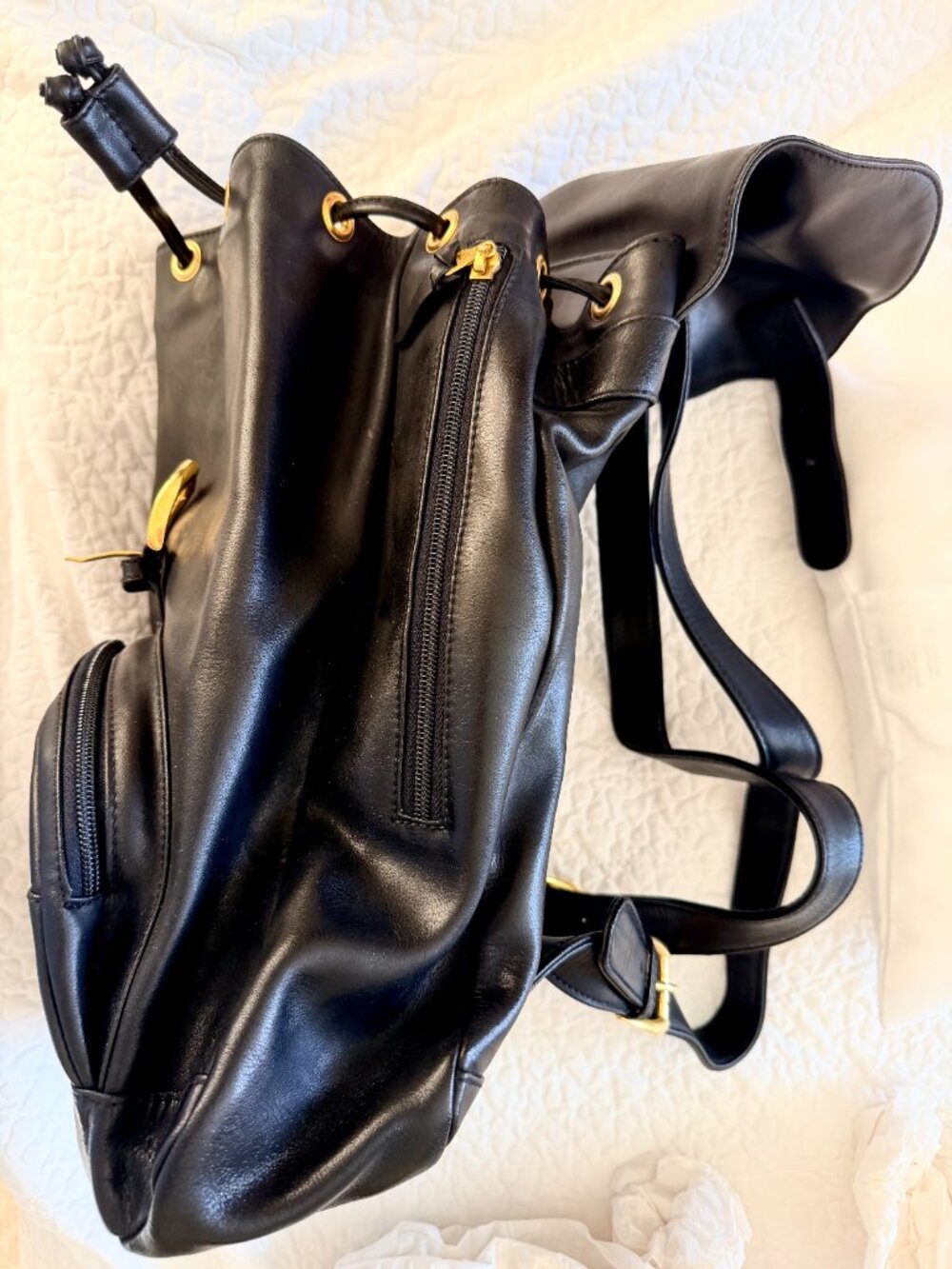 GIANNI VERSACE NEW LARGE BLACK LEATHER "MEDUSA" BACKPACK - Picture 11 of 15